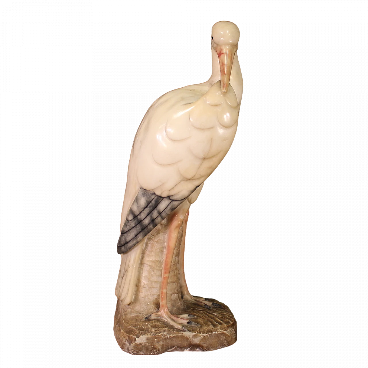 Airone, scultura in alabastro cesellato e patinato 13