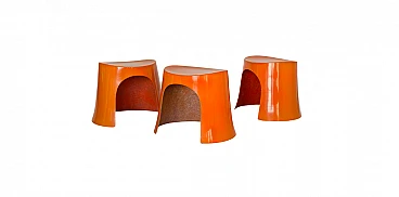 3 Orange fiberglass stools by Nanna Ditzel, 1969