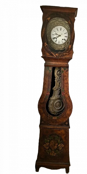 Wooden floor clock with inlaid case, 18th century