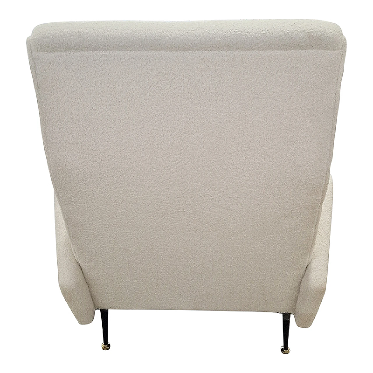 Black lacquered wood and white boiled wool armchair, 1980s 7