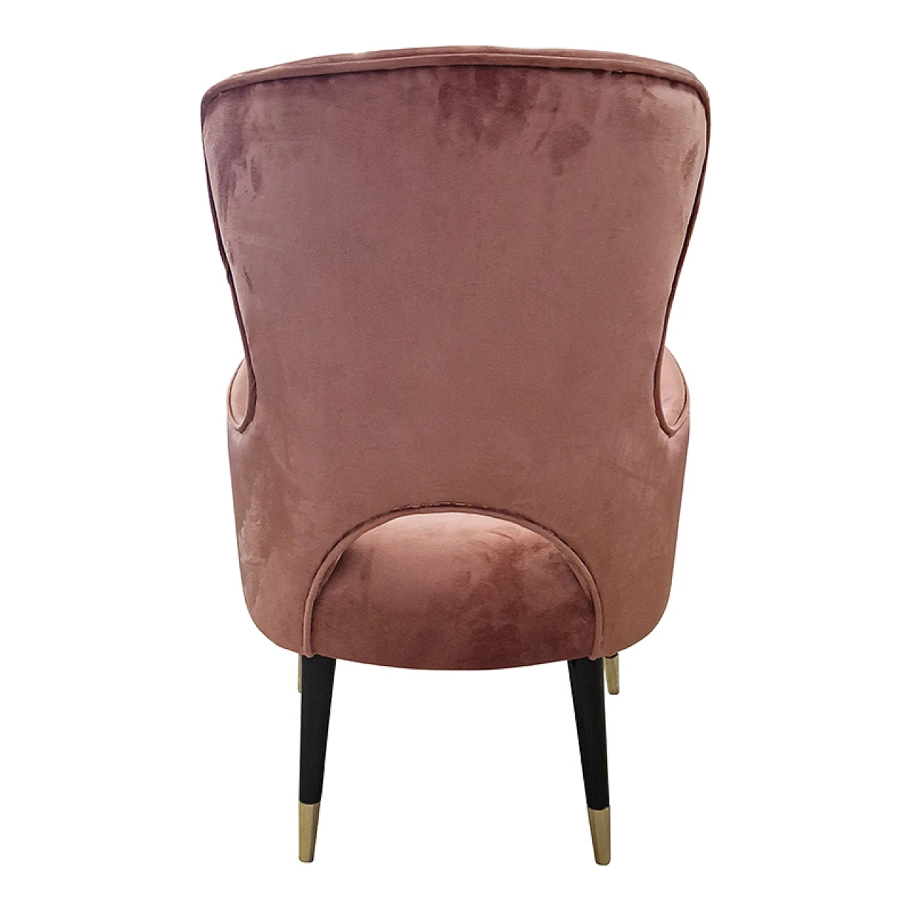 Pink velvet and black lacquered wood armchair, 1980s 7
