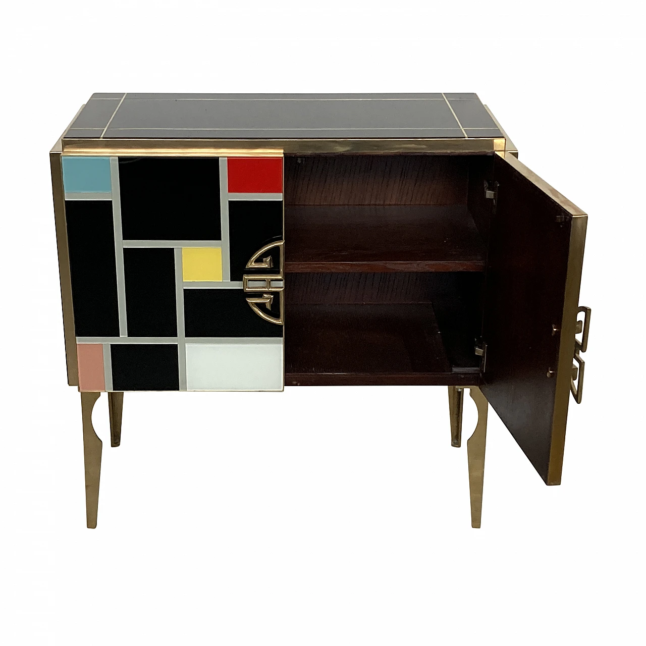 Sideboard in black Murano glass with multicolored inserts, 1980s 7