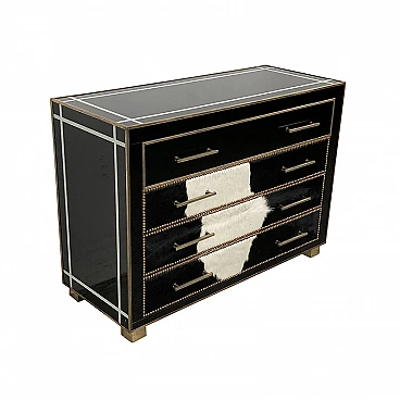 Dresser in black Murano glass and cowhide, 1980s
