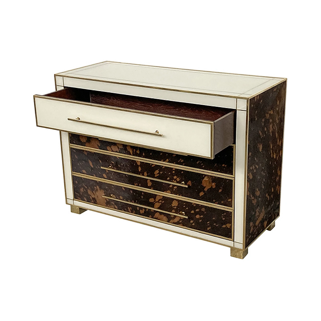 White Murano glass and cowhide chest of drawers, 1980s 8