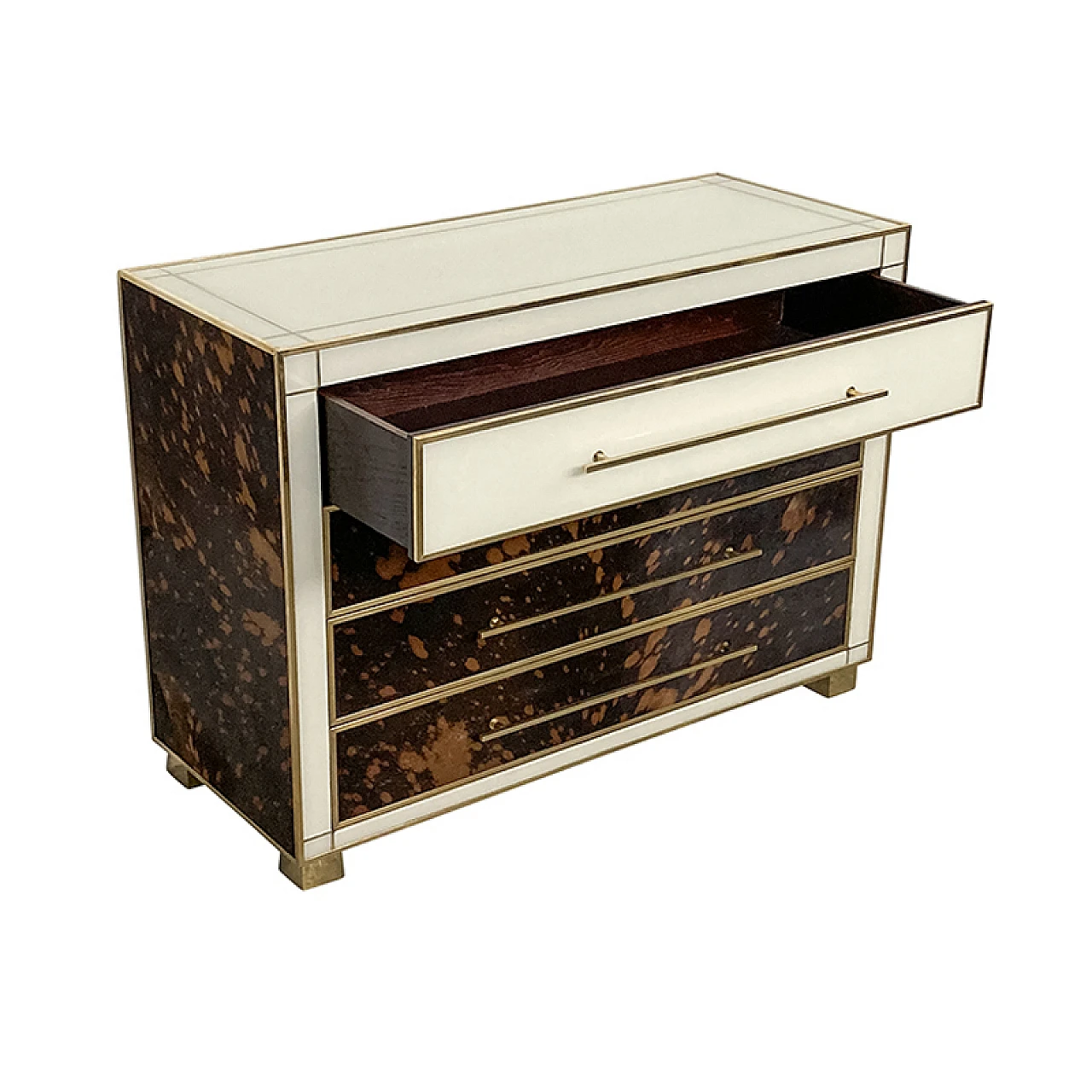 White Murano glass and cowhide chest of drawers, 1980s 9