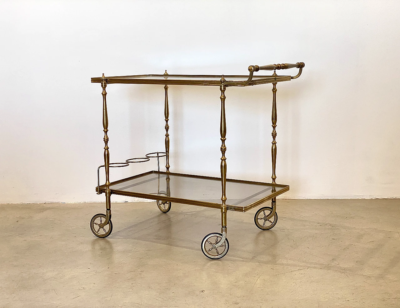 Brass and glass bar cart, 1960s 1