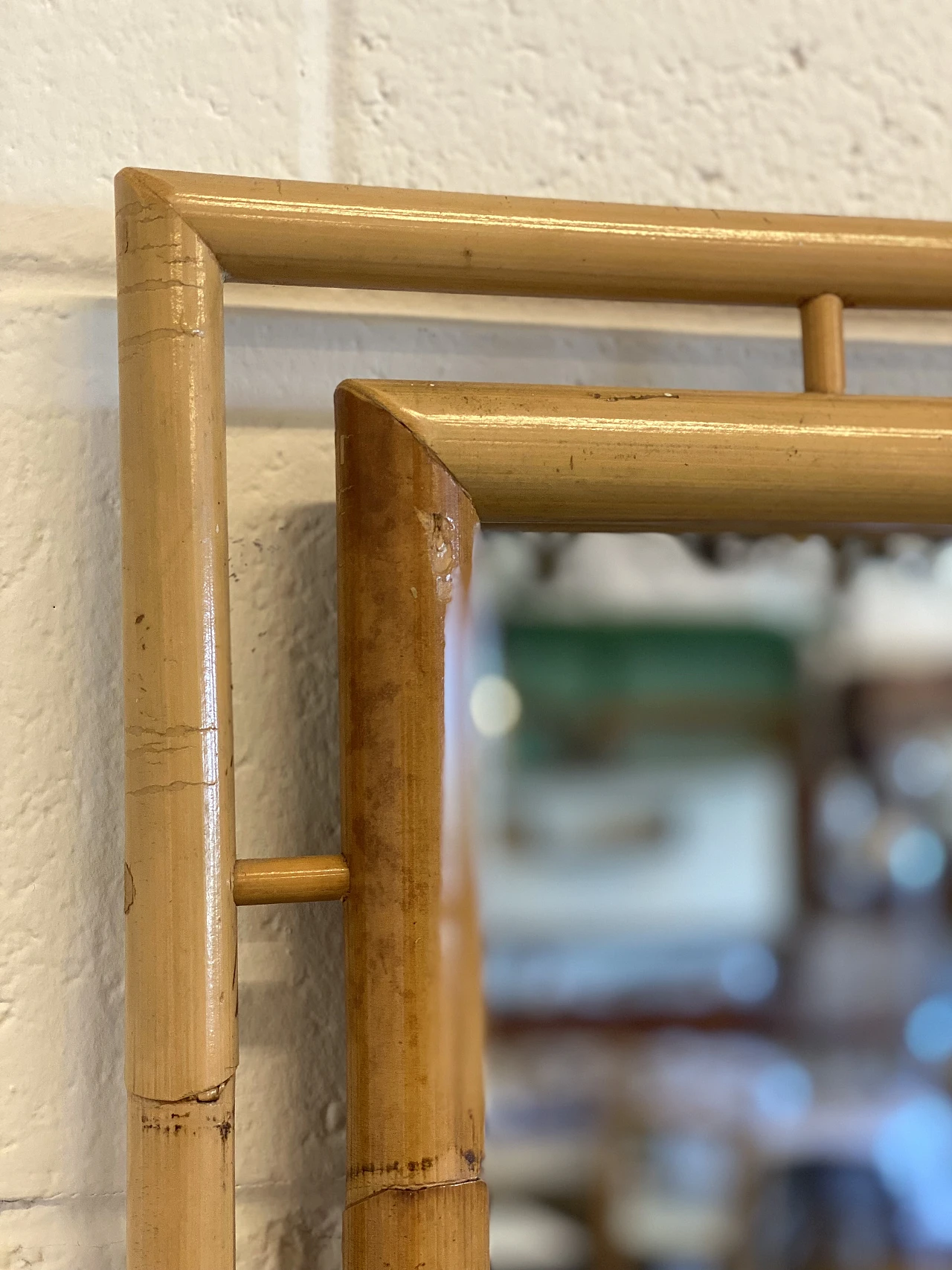Specchio con cornice in bambù, anni '60 2