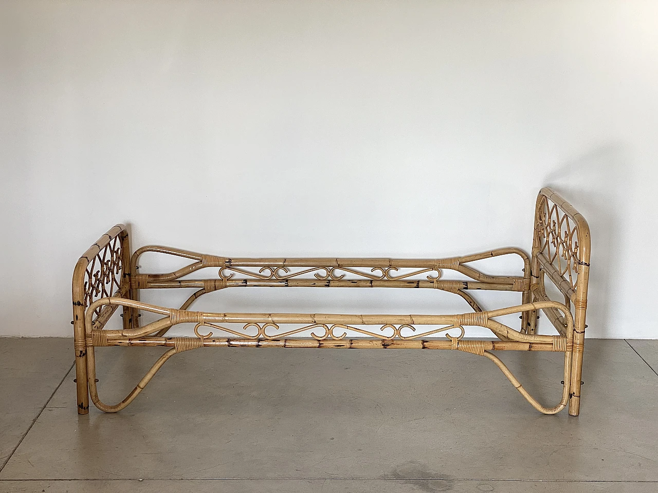 Pair of bamboo single bed frames, 1970s 7