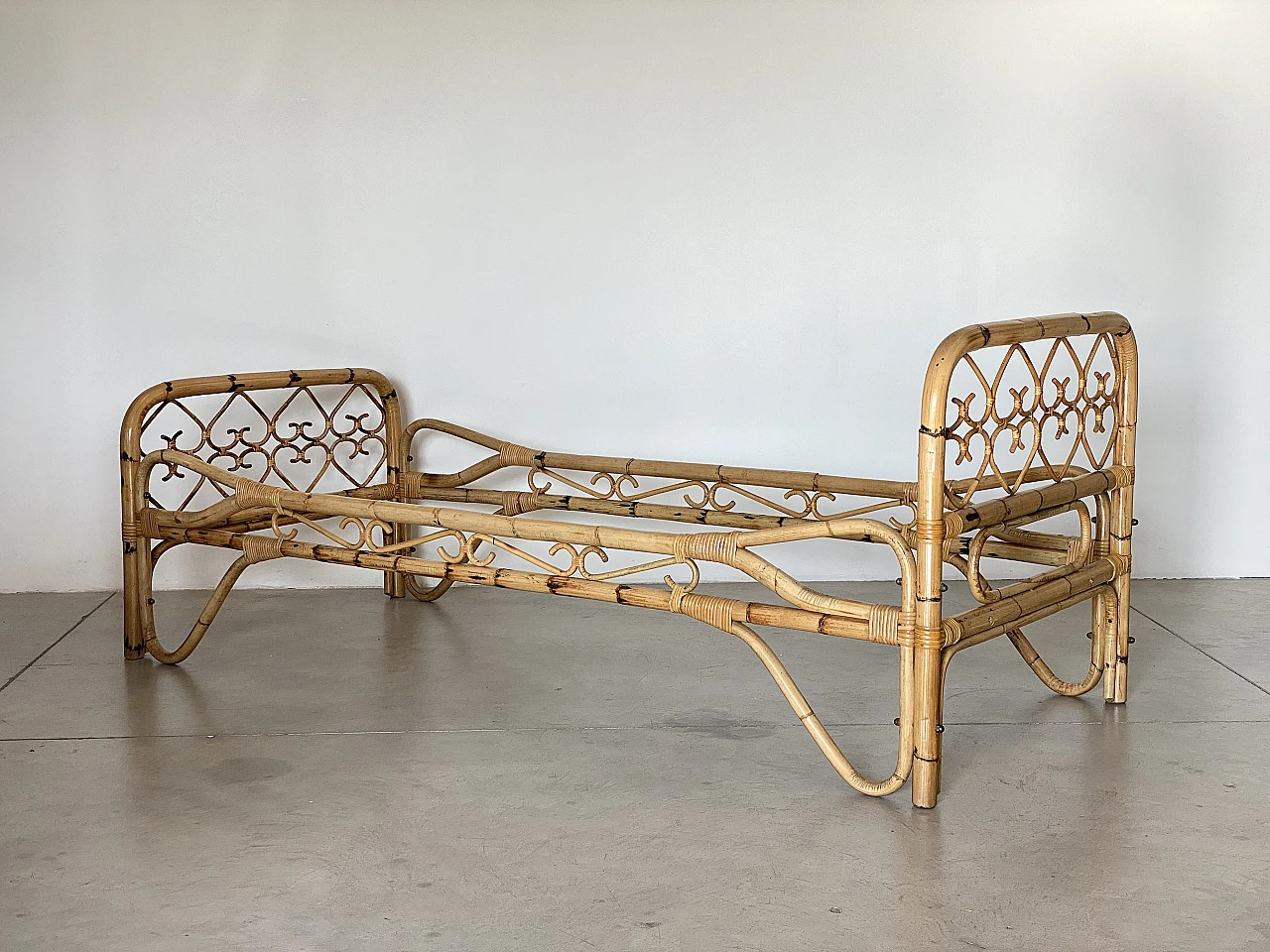 Pair of bamboo single bed frames, 1970s 8
