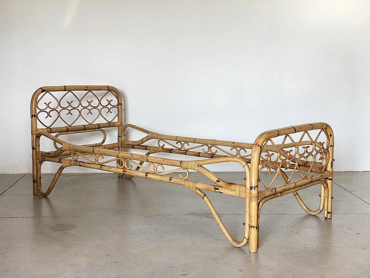 Pair of bamboo single bed frames, 1970s 13