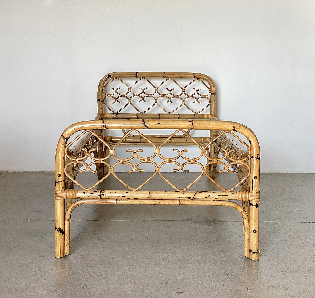 Pair of bamboo single bed frames, 1970s 14