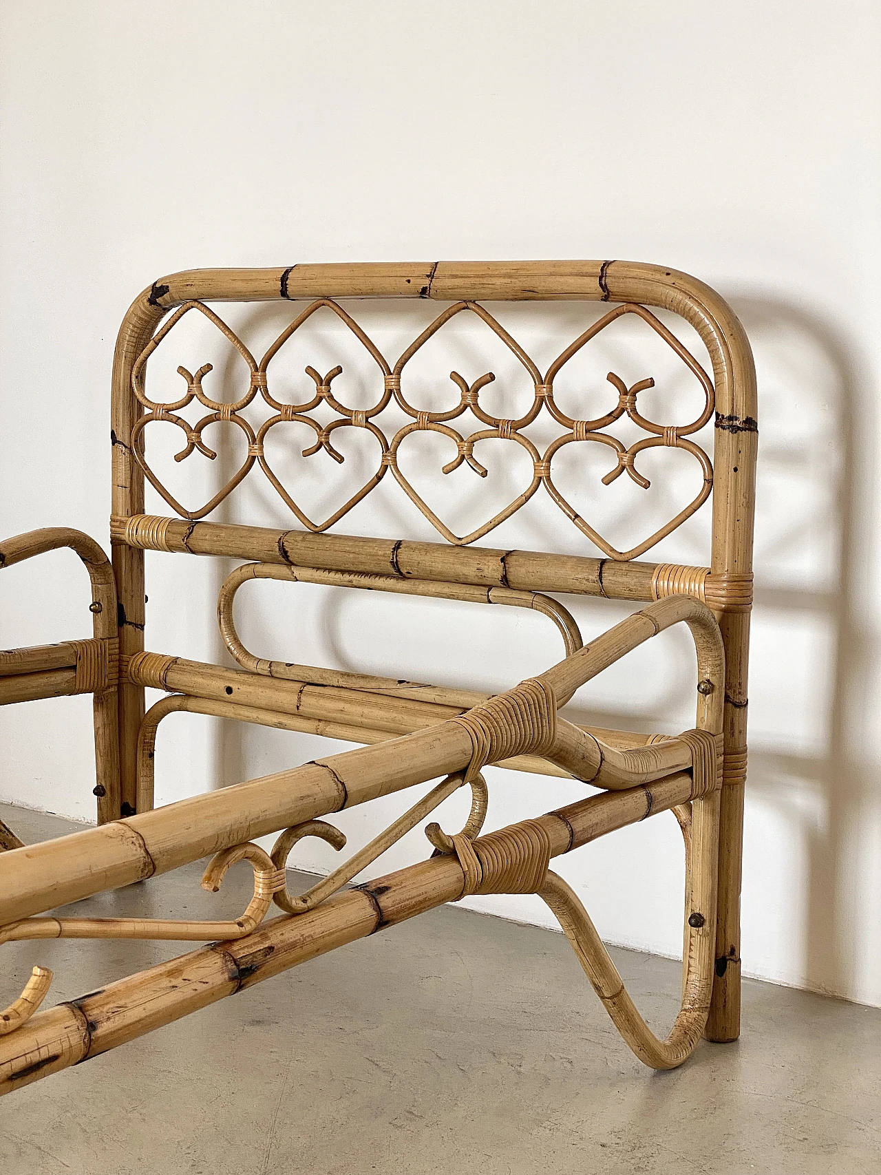 Pair of bamboo single bed frames, 1970s 15