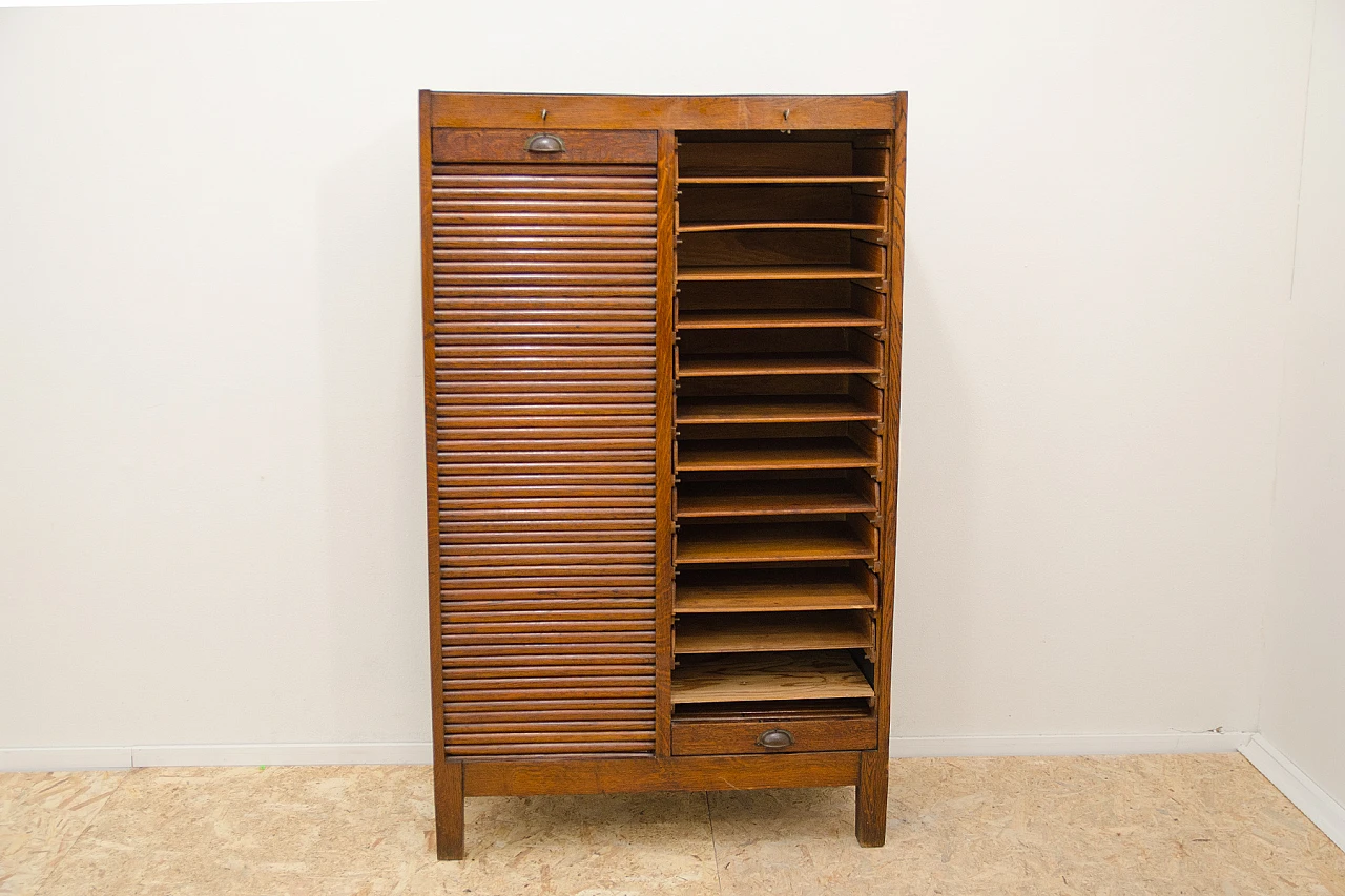 Czechoslovakian beech double shutter filing cabinet, 1930s 4