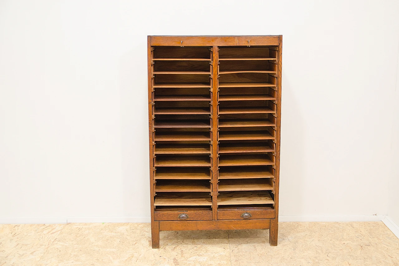 Czechoslovakian beech double shutter filing cabinet, 1930s 5