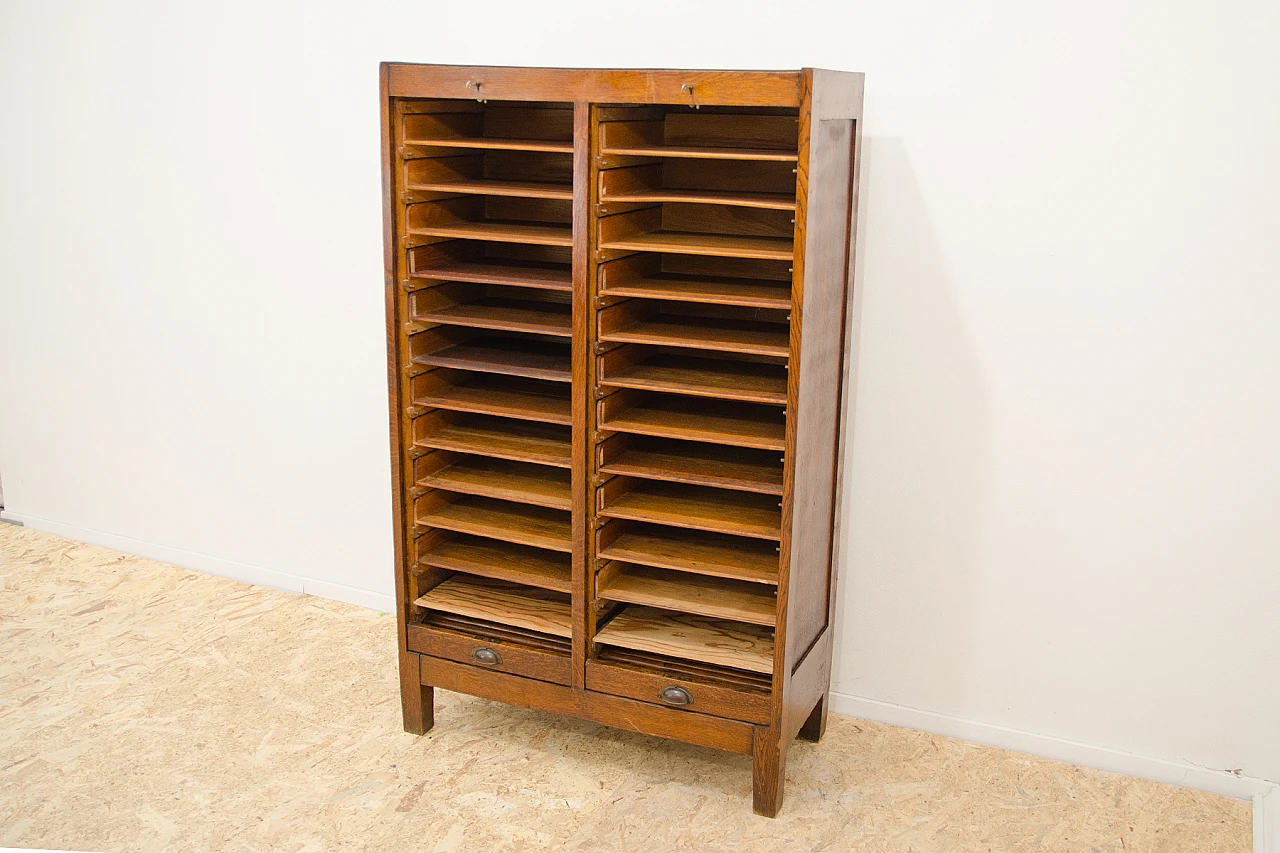 Czechoslovakian beech double shutter filing cabinet, 1930s 6
