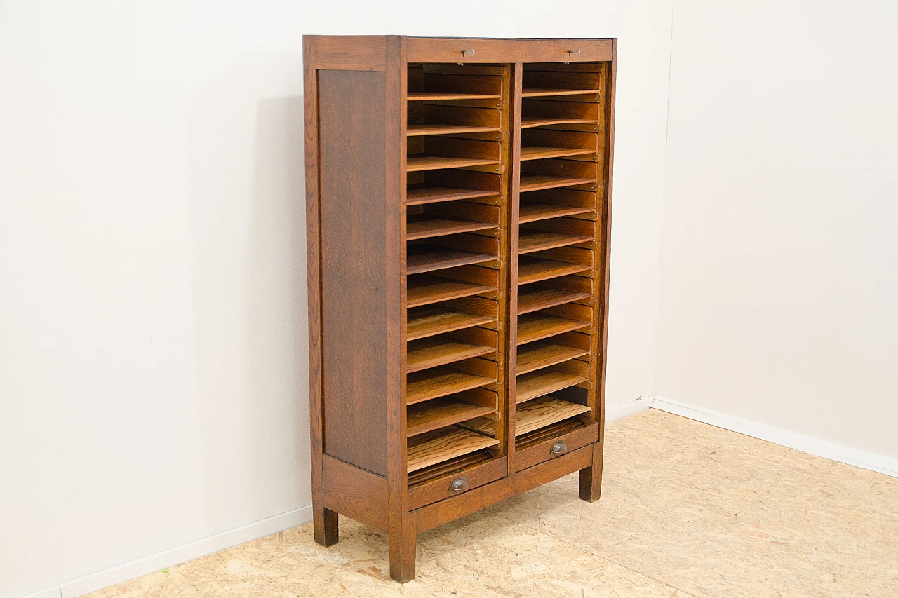 Czechoslovakian beech double shutter filing cabinet, 1930s 7