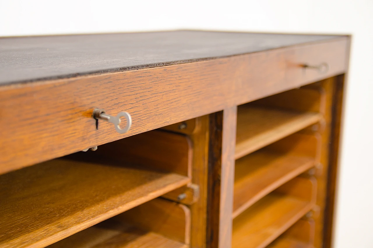 Czechoslovakian beech double shutter filing cabinet, 1930s 12