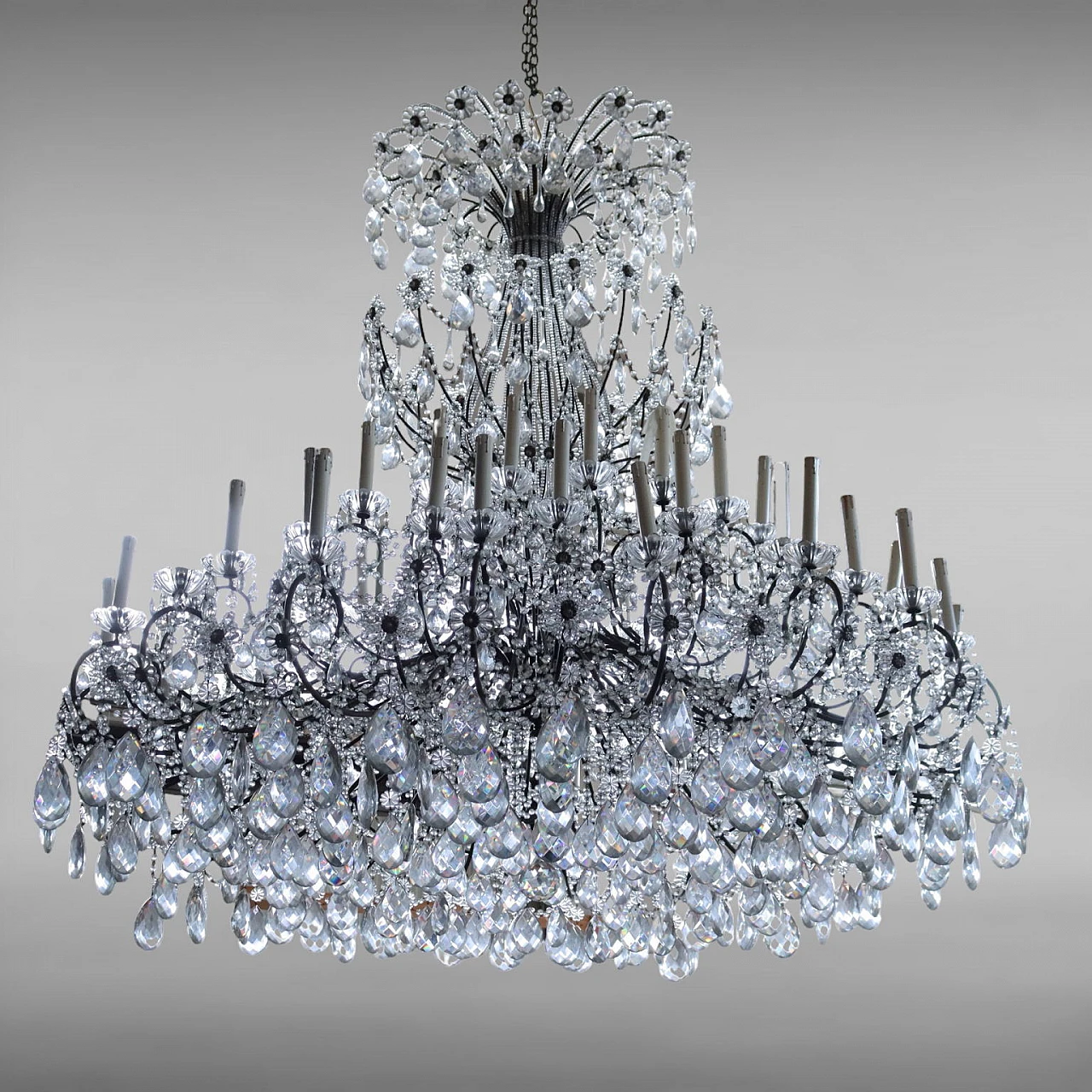 Three-stage chandelier in metal, glass and crystal 1