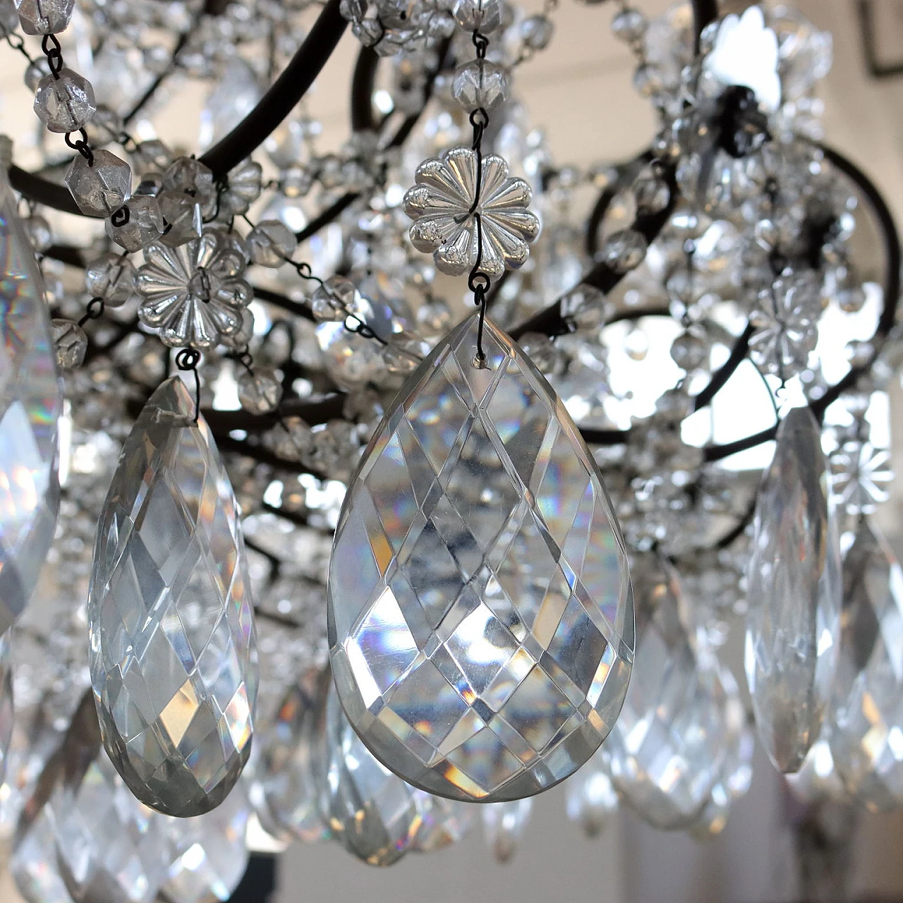 Three-stage chandelier in metal, glass and crystal 3