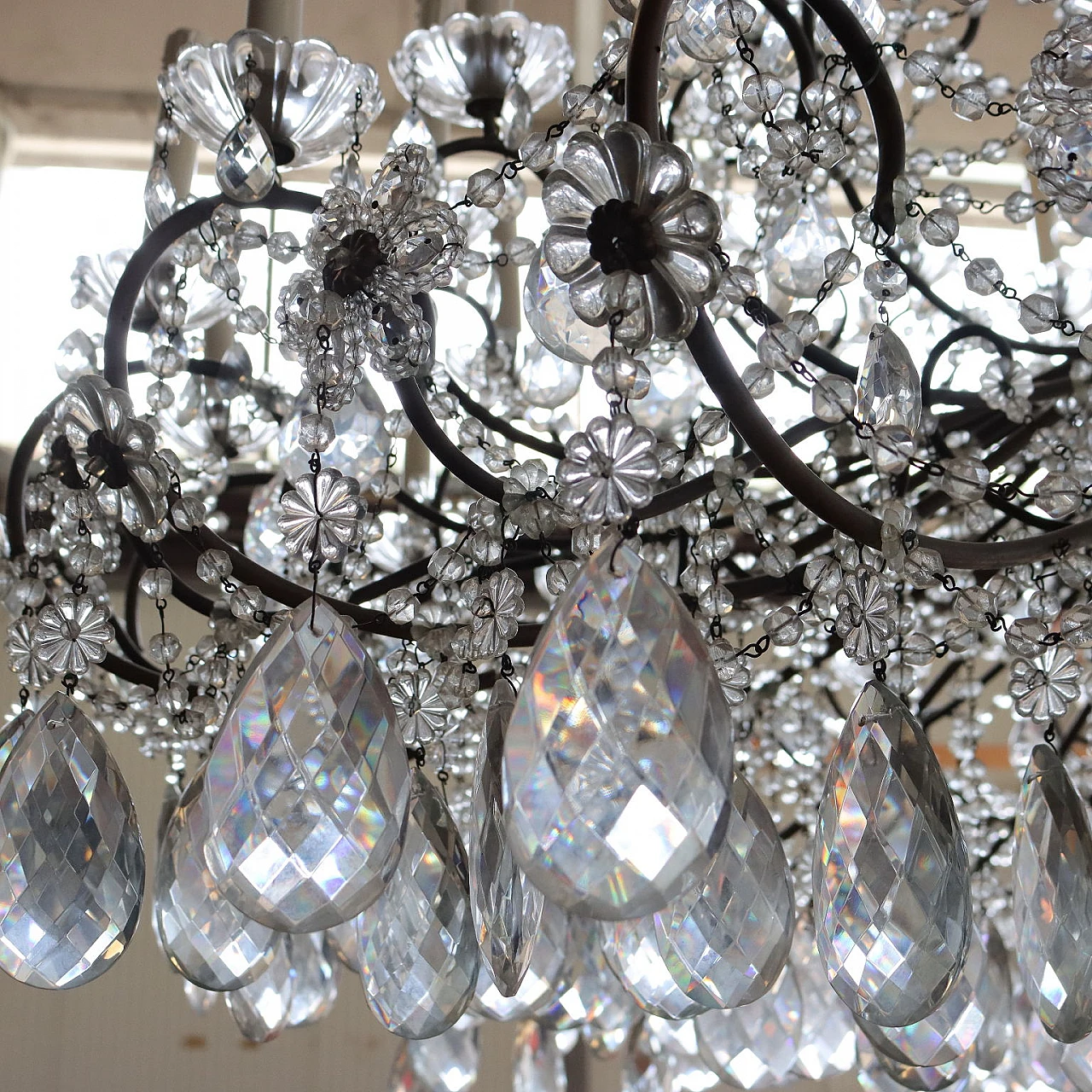 Three-stage chandelier in metal, glass and crystal 4