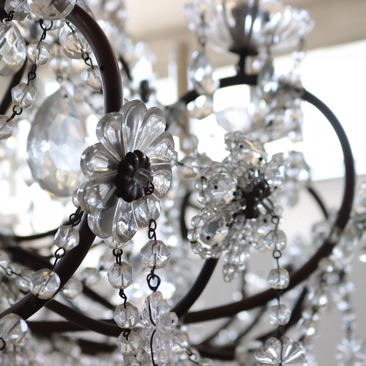 Three-stage chandelier in metal, glass and crystal 5