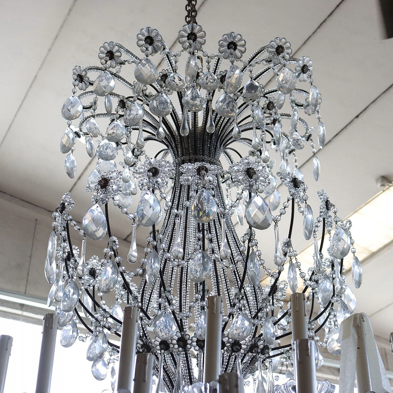 Three-stage chandelier in metal, glass and crystal 7