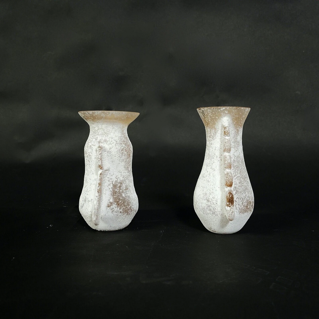 Pair of scavo glass vases by V. Rigattieri for Seguso, 1970s 6