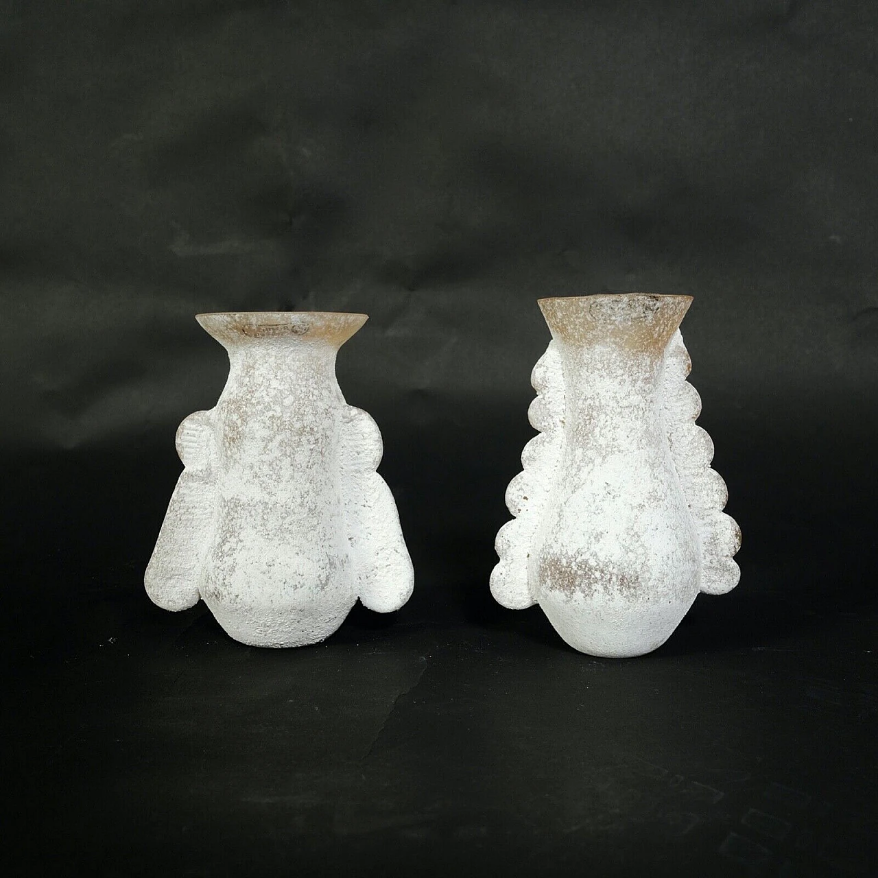 Pair of scavo glass vases by V. Rigattieri for Seguso, 1970s 7