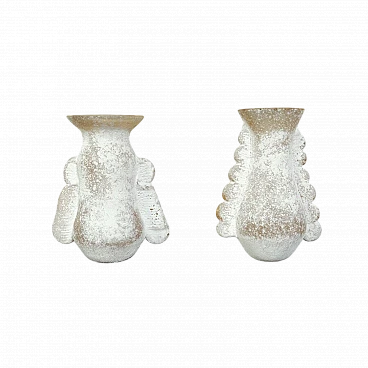 Pair of scavo glass vases by V. Rigattieri for Seguso, 1970s