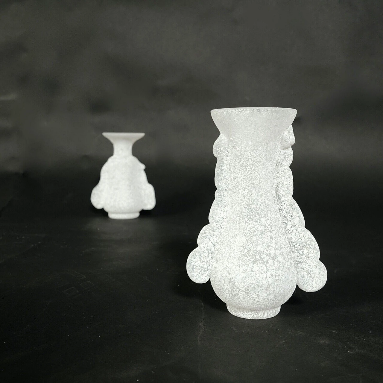 Pair of scavo glass vases by Rigattieri for Seguso, 1970s 1