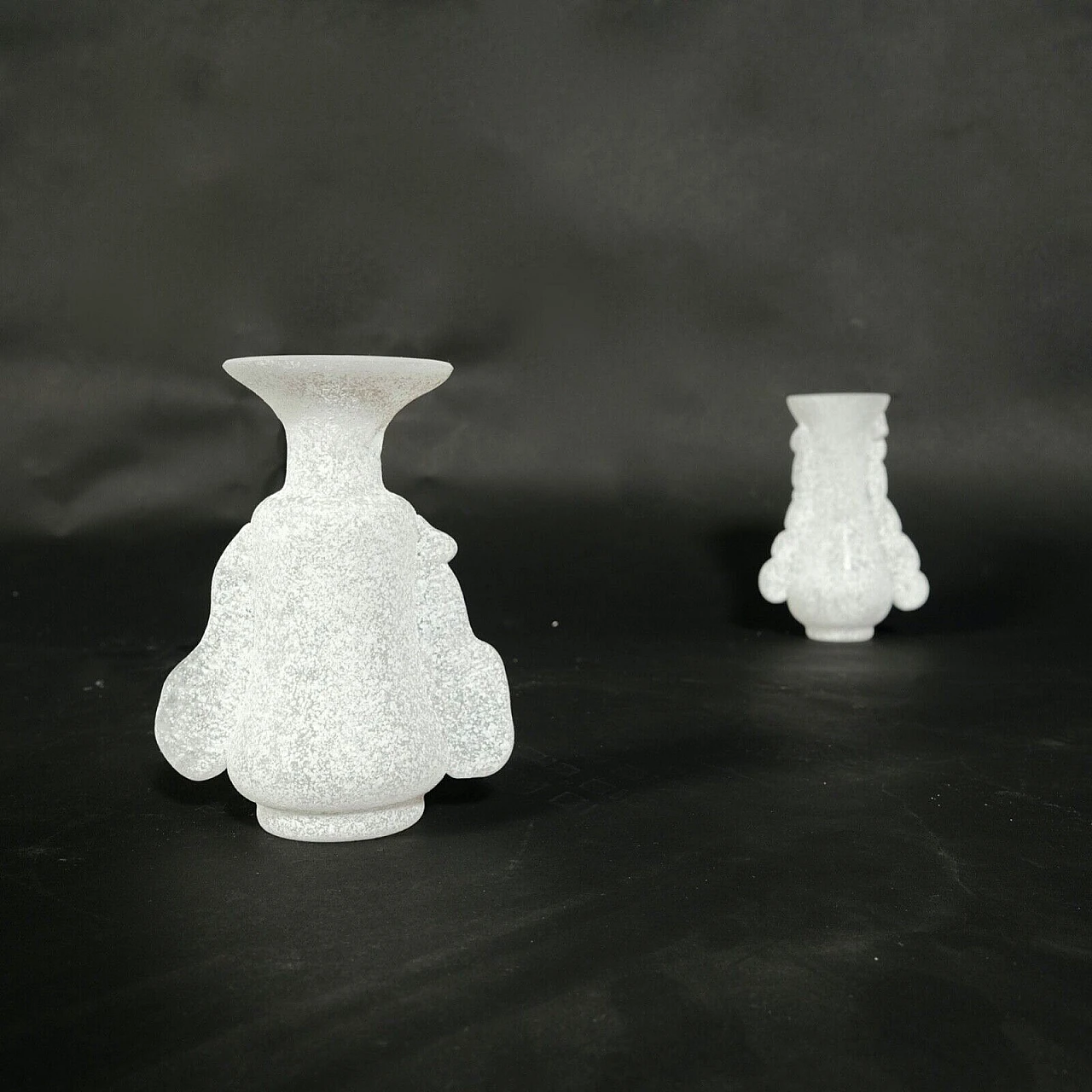 Pair of scavo glass vases by Rigattieri for Seguso, 1970s 2