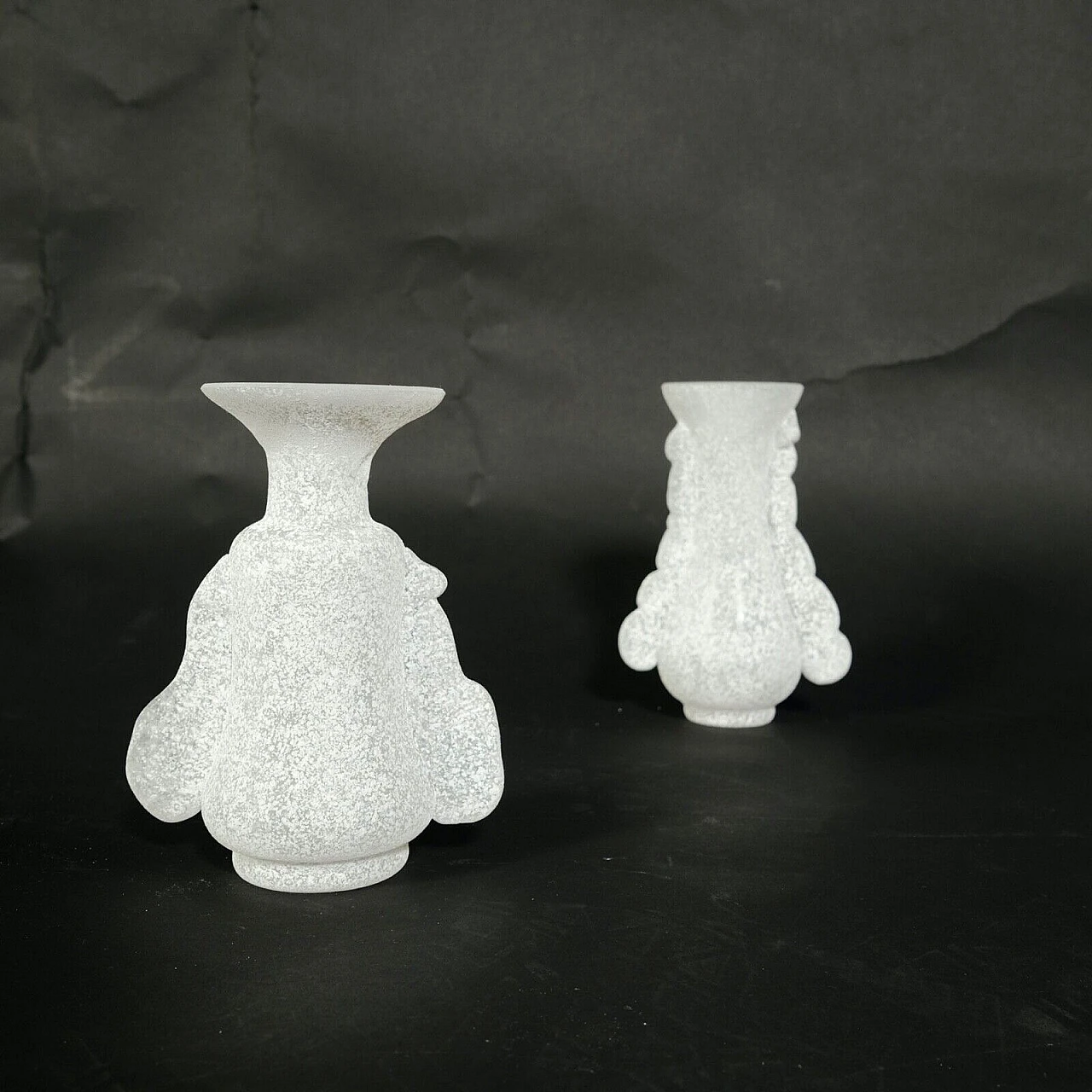 Pair of scavo glass vases by Rigattieri for Seguso, 1970s 3