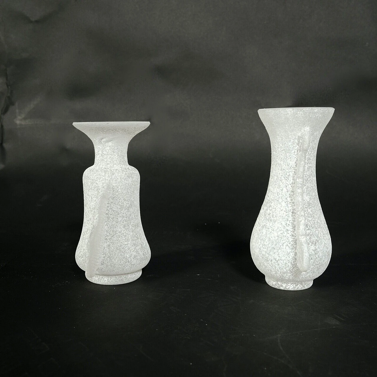Pair of scavo glass vases by Rigattieri for Seguso, 1970s 4
