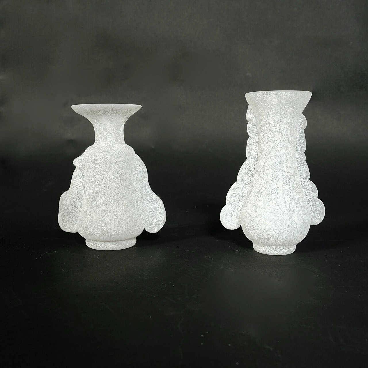 Pair of scavo glass vases by Rigattieri for Seguso, 1970s 5
