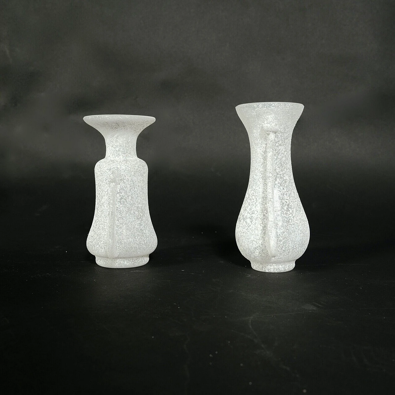 Pair of scavo glass vases by Rigattieri for Seguso, 1970s 6