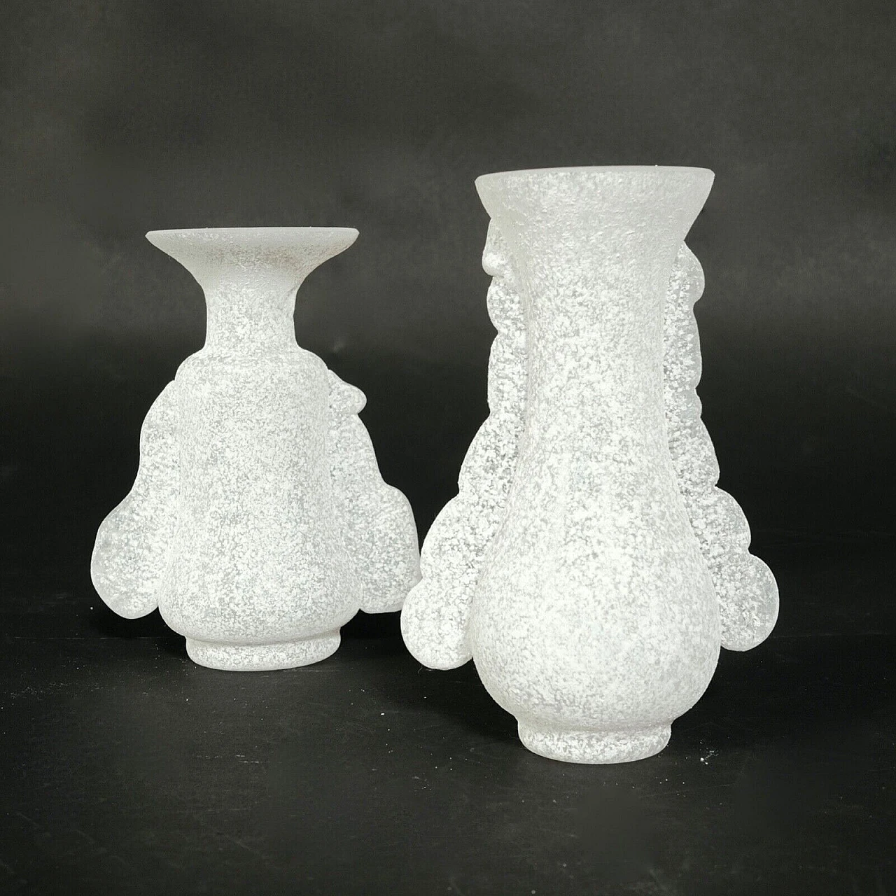Coppia di vasi in vetro scavo di Rigattieri per Seguso, anni '70 10