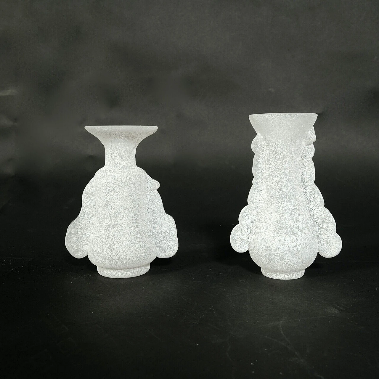 Pair of scavo glass vases by Rigattieri for Seguso, 1970s 12