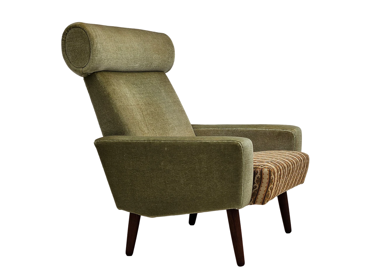 Danish teak and green fabric armchair, 1970s 16