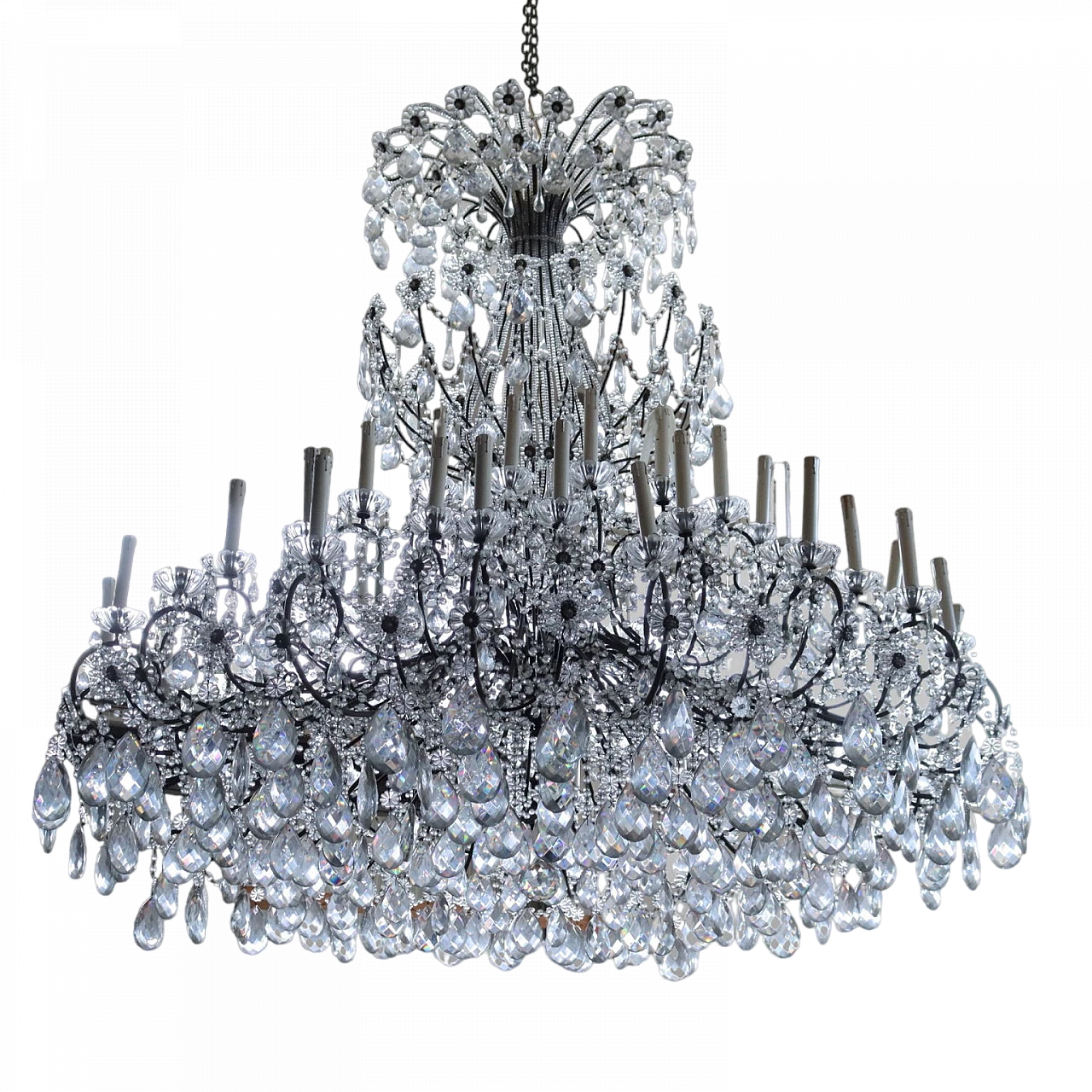 Three-stage chandelier in metal, glass and crystal 9