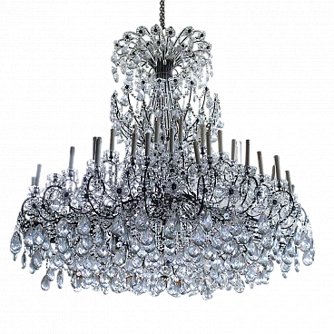 Three-stage chandelier in metal, glass and crystal