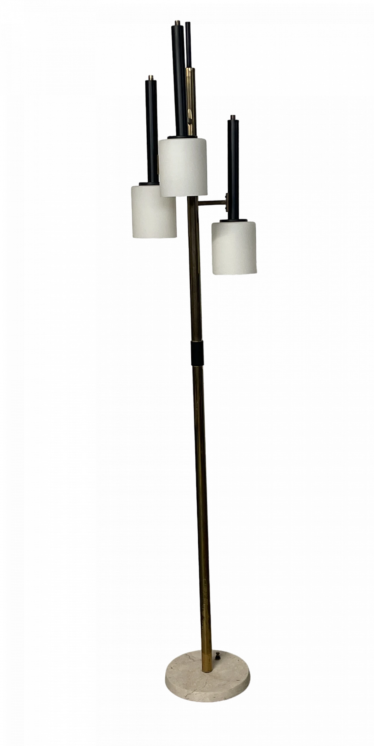 Metal, opaline glass and marble floor lamp, 1950s 22