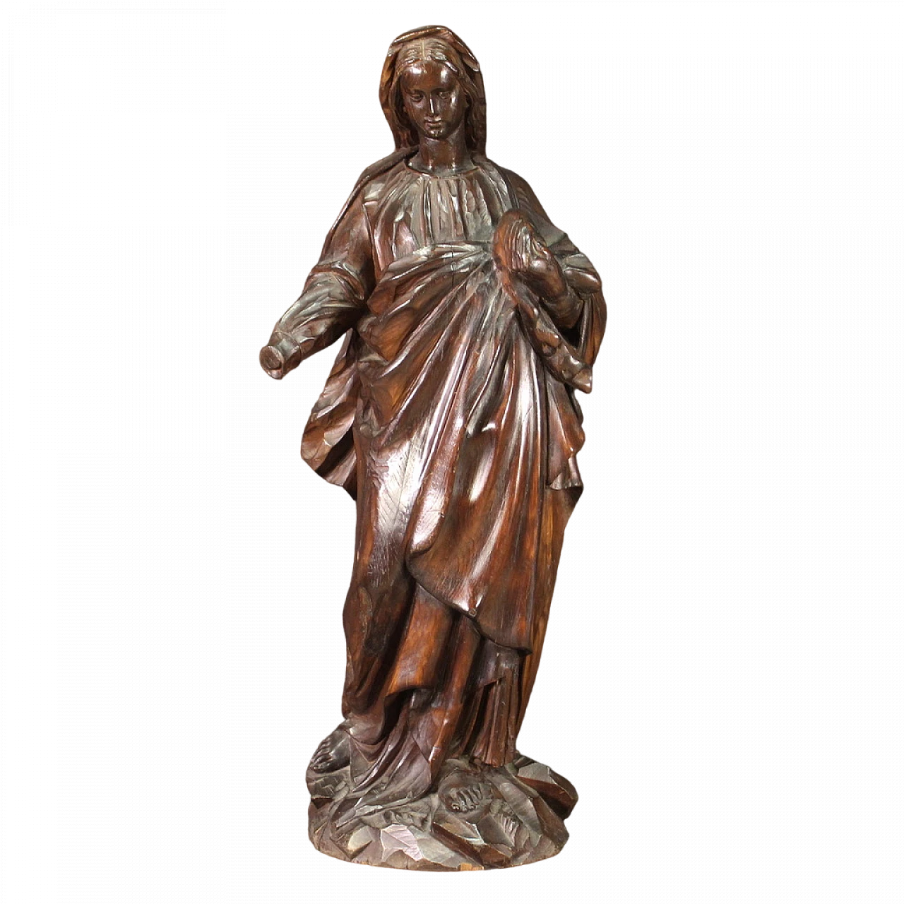 Madonna, mahogany-stained pear wood sculpture, mid-19th century 13
