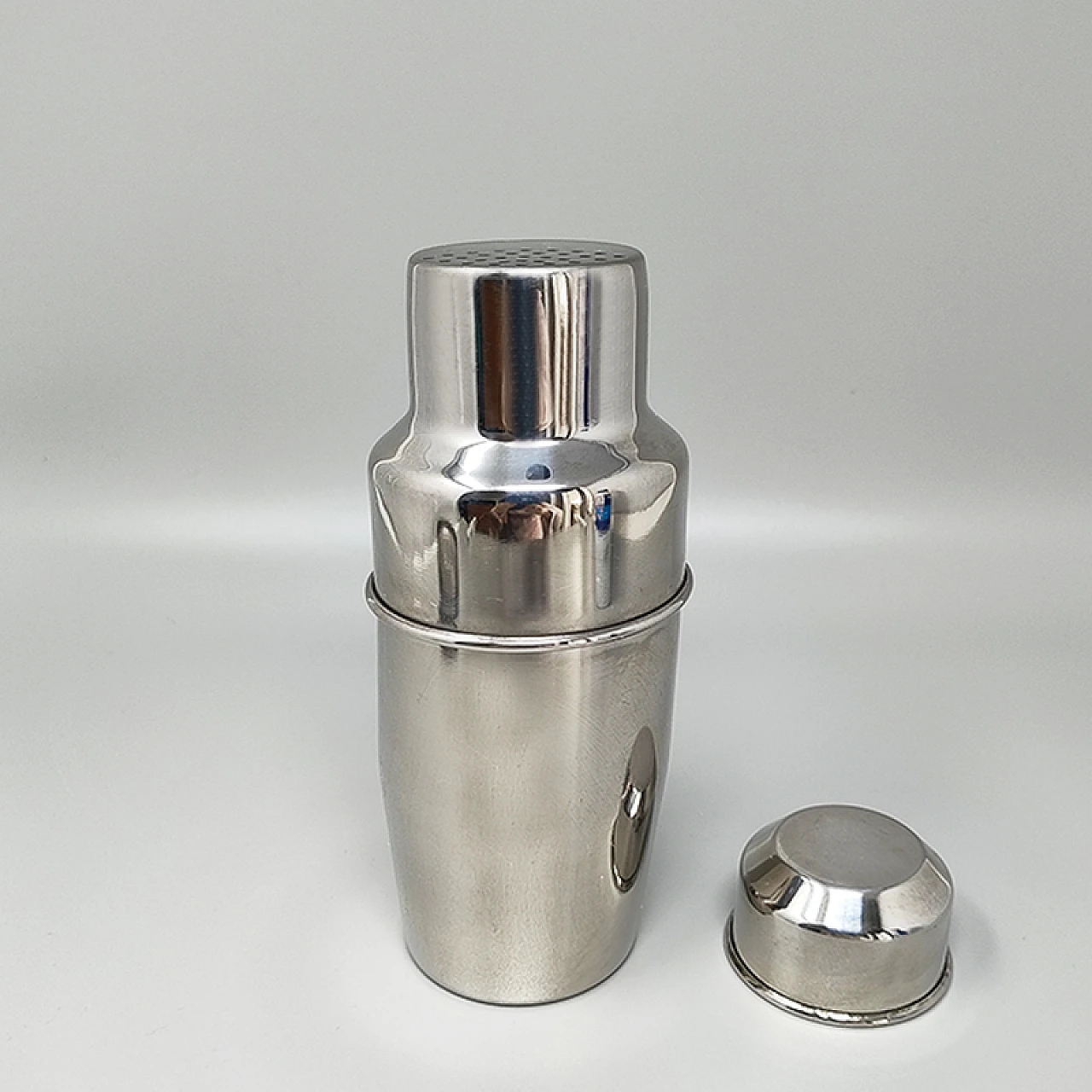 Shaker cocktail e secchiello ghiaccio in acciaio di Pran, anni '70 5