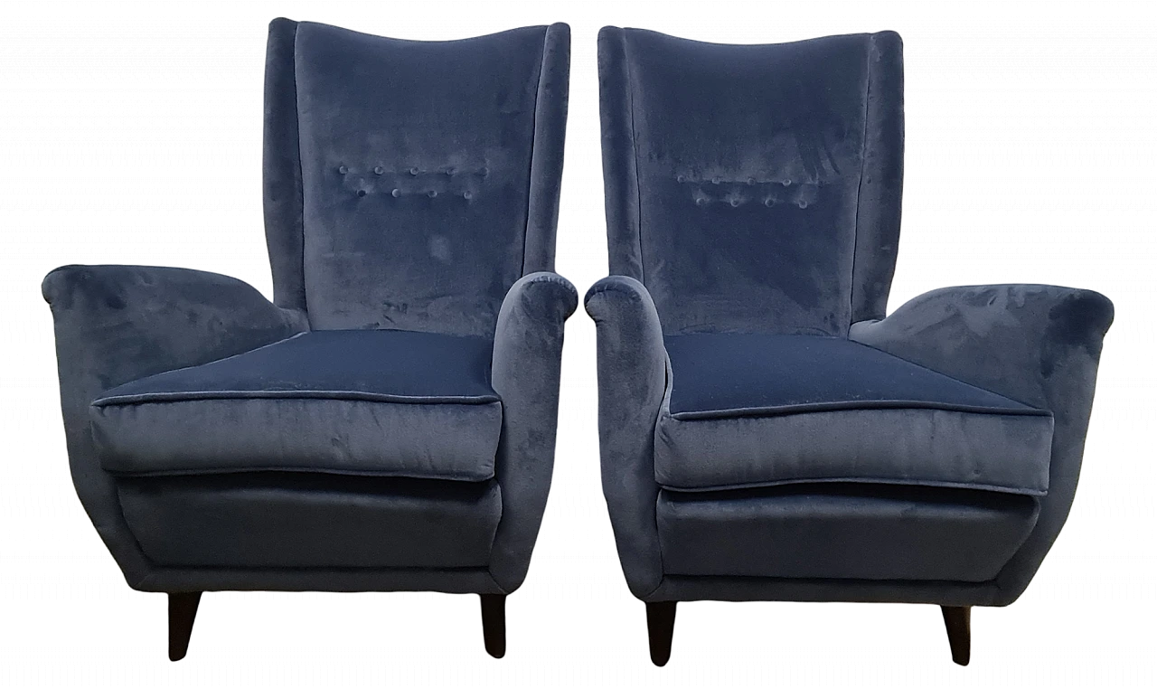 Pair of velvet armchairs by Gio Ponti for ISA Bergamo, 1950s 19