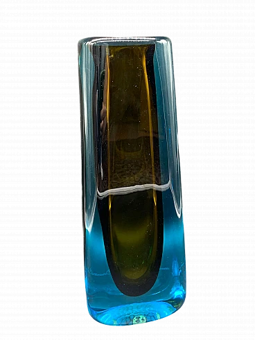 Vaso in vetro verde e blu di R. Dordoni per Venini, anni 2000