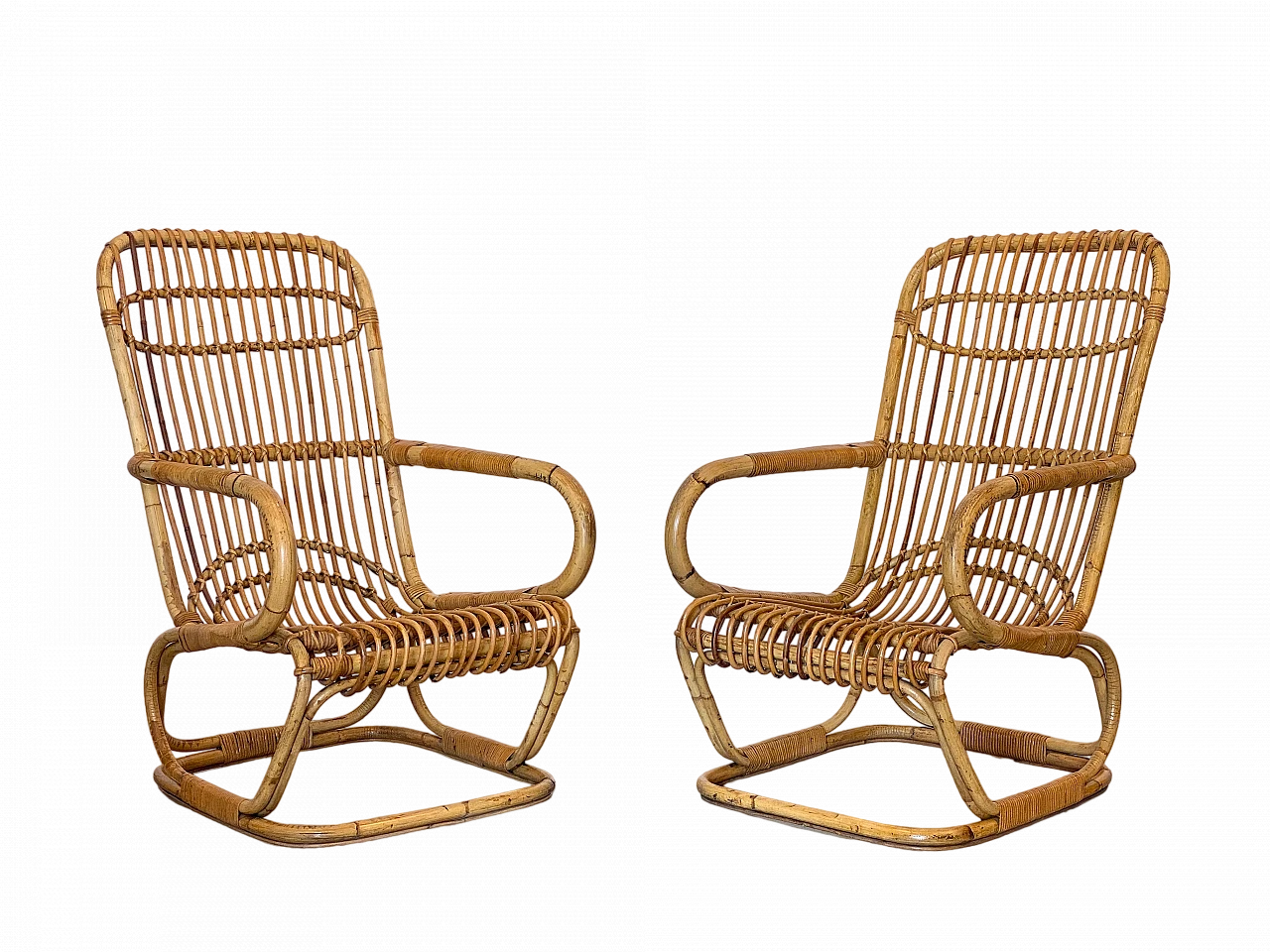 Pair of bamboo armchairs, 1970s 17