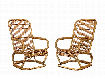 Pair of bamboo armchairs, 1970s