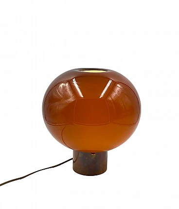Lampada da tavolo a fungo in vetro di Murano marrone, anni '80