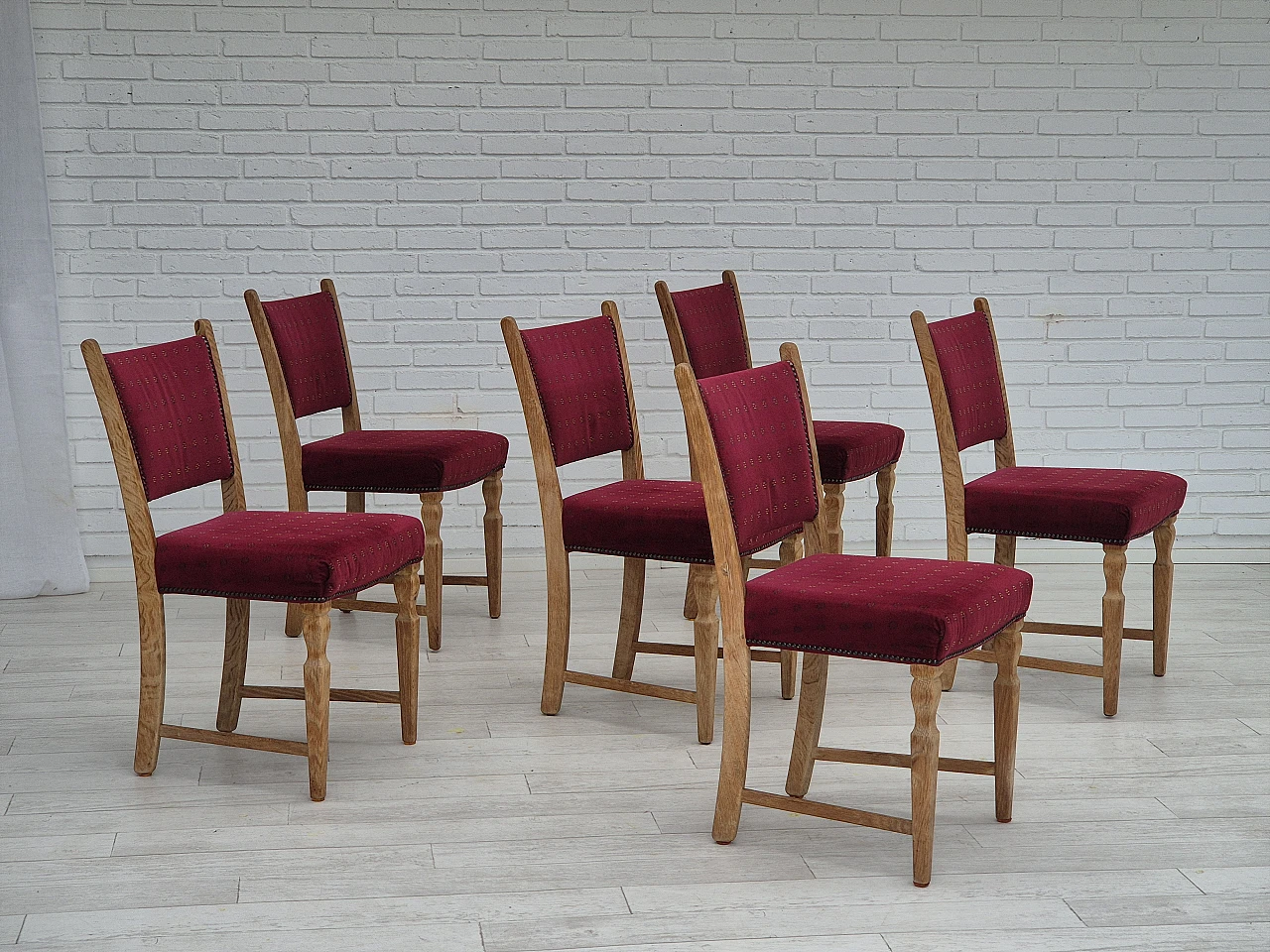 6 Danish oak dining chairs, 1970s 1