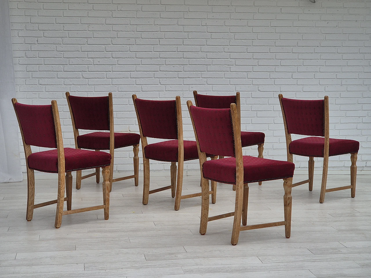 6 Danish oak dining chairs, 1970s 2